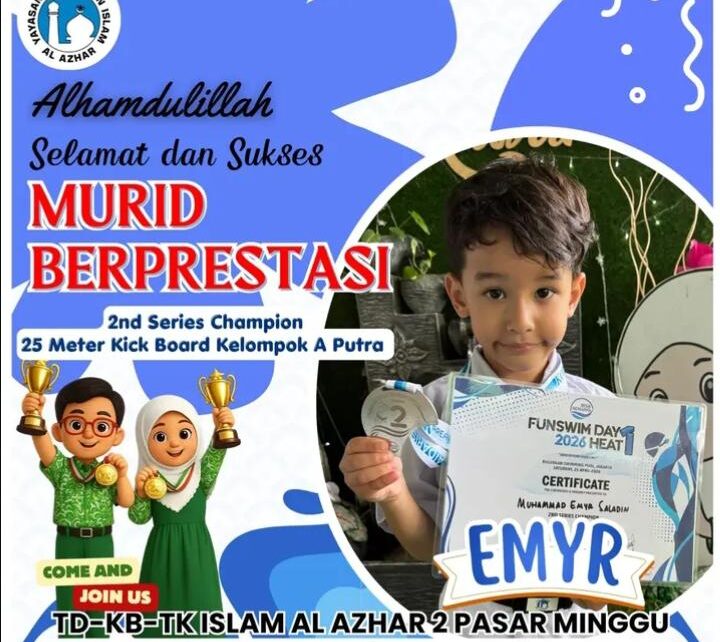 Murid Tk Islam Al azhar 2 Pasar Minggu juara lomba renang